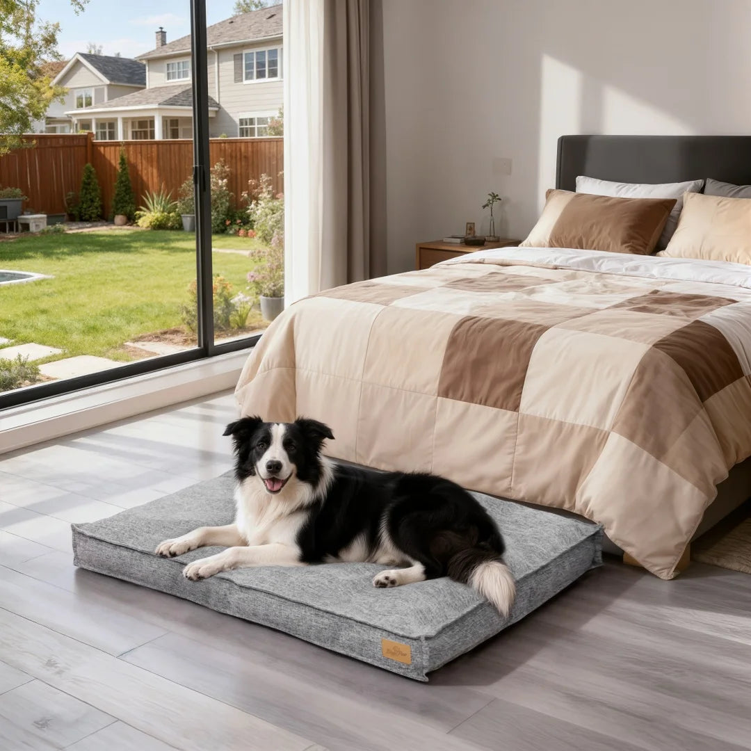 BingoPaw Large Dog Bed Washable: Rectangular Dog Pet Pillow Bed with Linen Cover Foam Base, Waterproof Lining, Cozy Sleep Bed Crate Mattress for Dogs, Kennels