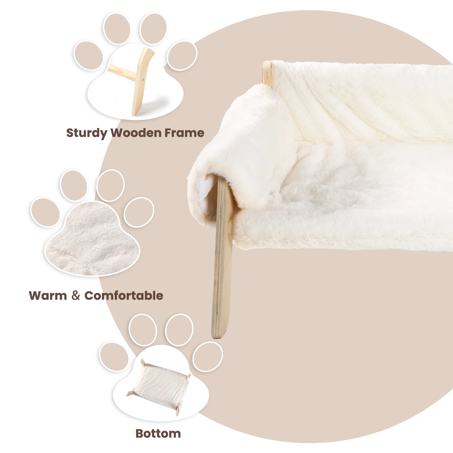 Comfortable Plush Wooden Leg Cat Sofa Bed Indoor Pets