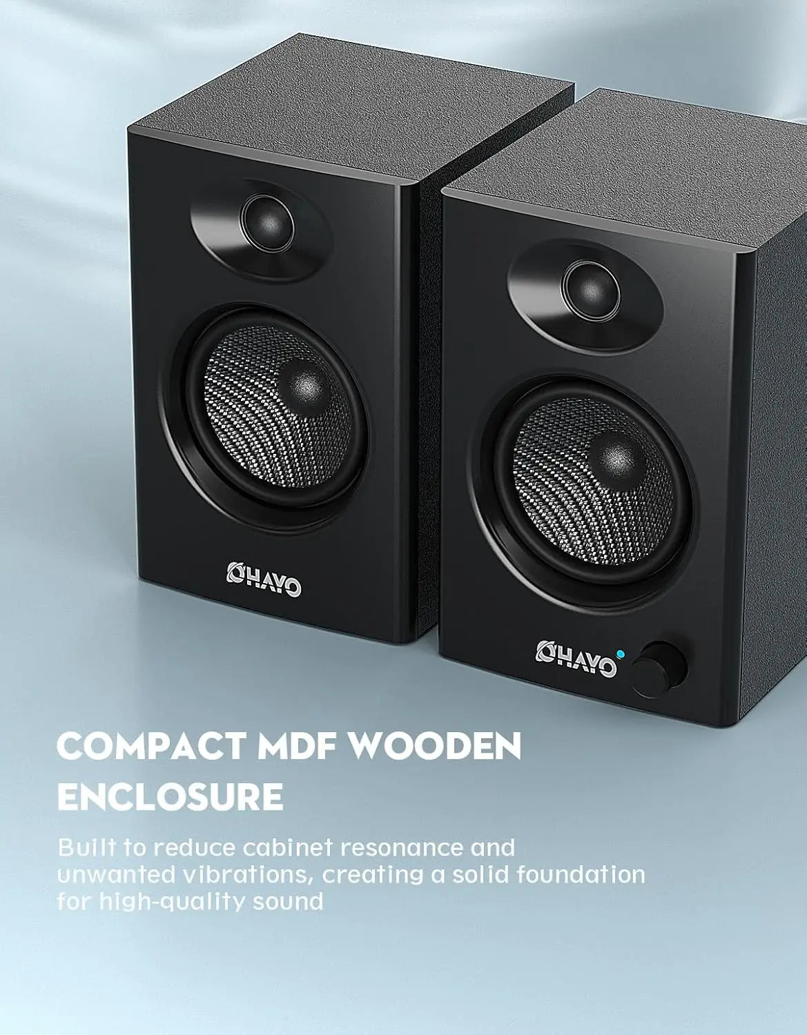 Ohayo Bluetooth 5.3 60W Wireless Bookshelf Speakers For Home PC