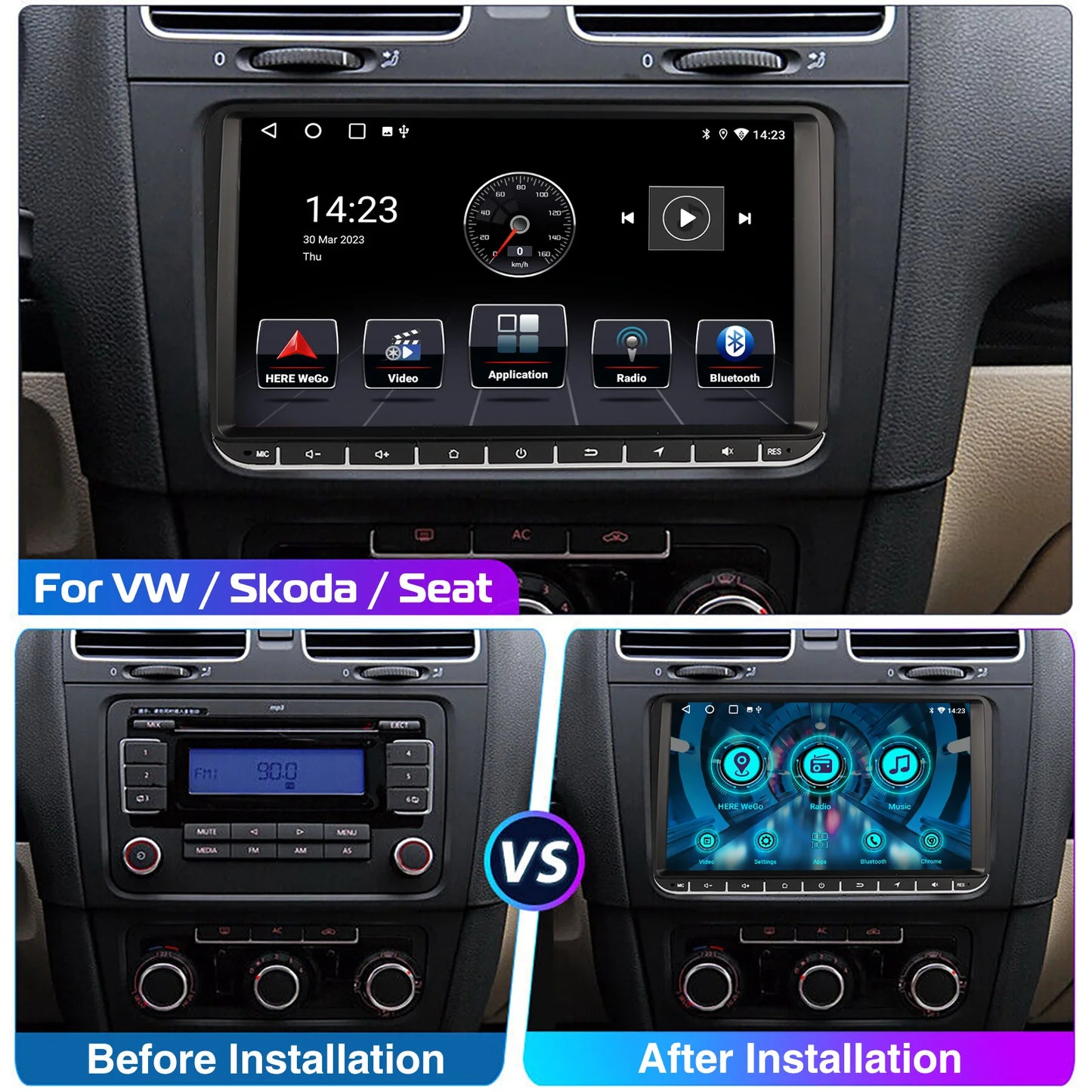 9" Android 15 6G+128G Wireless Carplay Car Stereo GPS NAVI WIFI RDS FM BT EQ for VW Golf 5 6 Passat Polo Touran Tiguan Caddy EOS