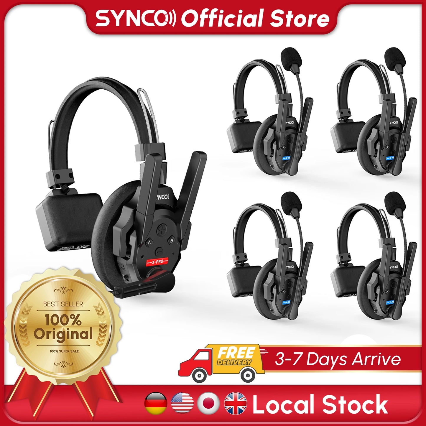 SYNCO XTALK XPRO 2.4G Wireless Intercom Headset 500m 5-Person Communication Noise Reduction for Live Broadcast & Video Shooting