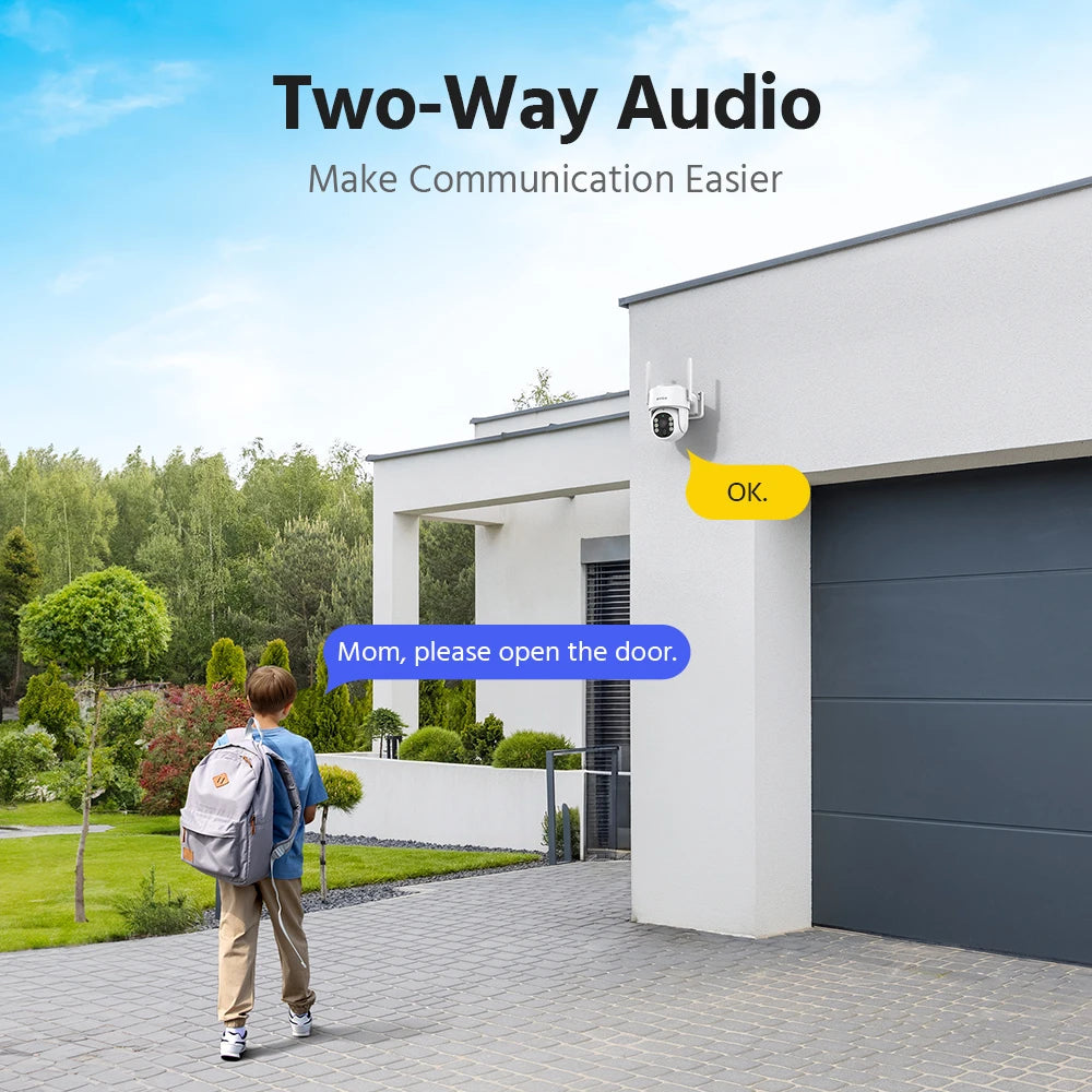 ANNKE 4MP Battery WiFi Security Camera PT Auto Tracking Color Night Vision Wireless IP Camera 4CH Security System