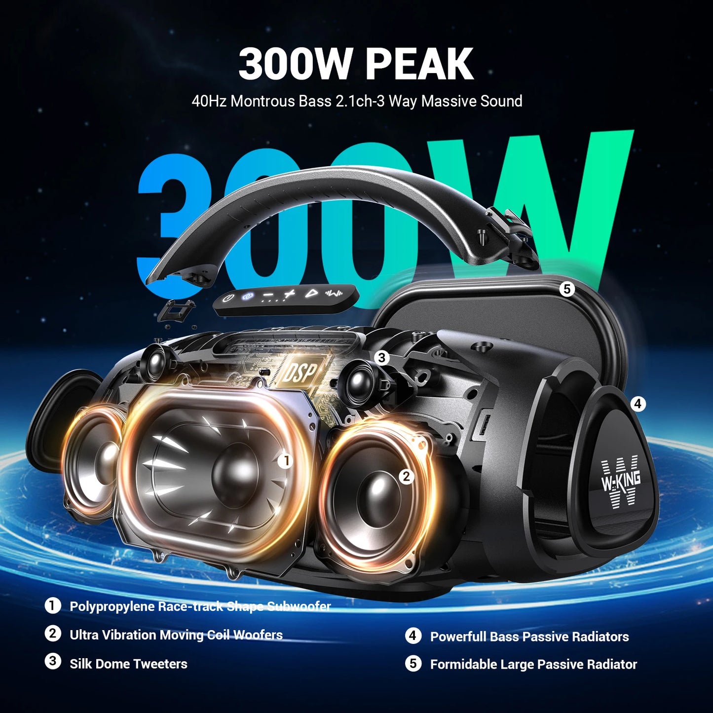 W-King X20 Portable Bluetooth Speaker With Waterproof Design