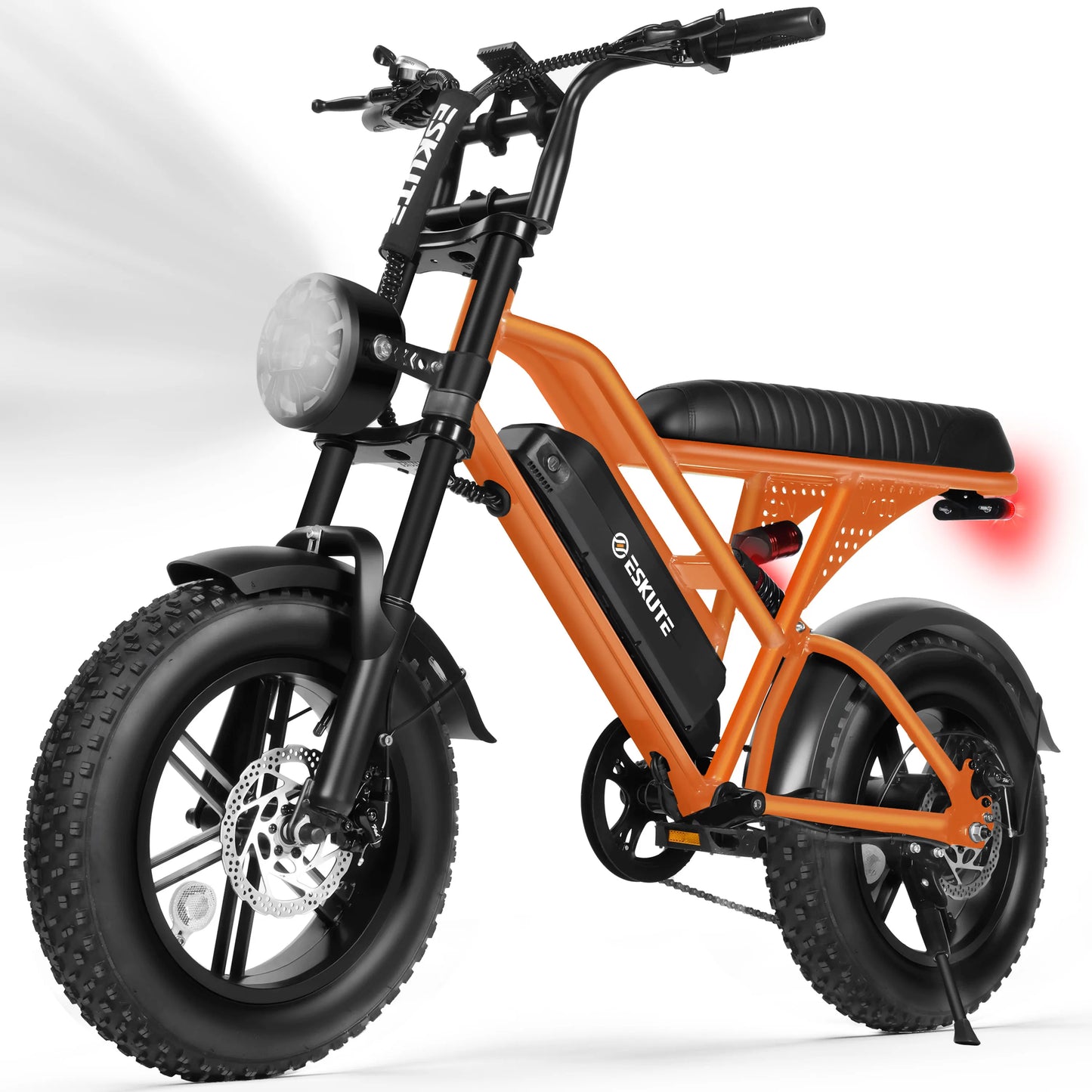 Eskute V100 Electric Dirt Bike, 1500W Peak 28MPH 48V13Ah Battery Motorcycle, All Terrain Dual Suspension E Bike 28MPH Top Speed, Ebike Up to 60 Miles Range, 16"x4" Fat Tire,  7-Speed，UL2849