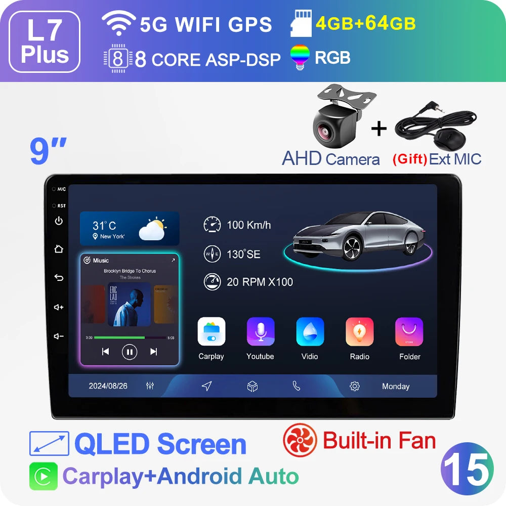 LEHX L3X 5G WIFI 2din 9 inch Android 15 Car Radio Steeo CarPlay gps for Toyota VW Hyundai Kia Honda LADA FIAT Autoradio Headunit