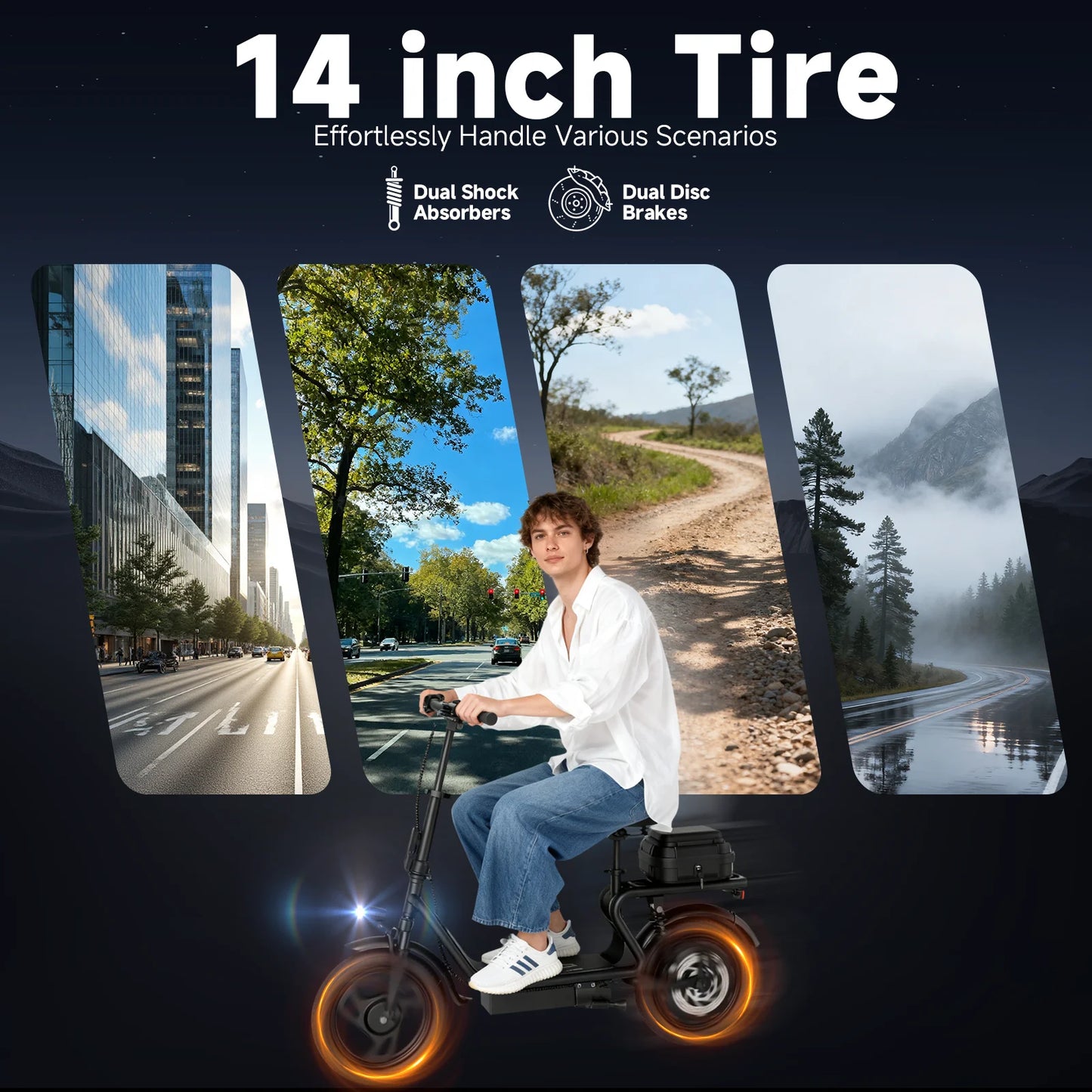 2026 New 500W 14inch Electric Bicycle with Box 10.4AH Battery 28Miles Max Range 22MPH Max Speed Shock Absorption Foldable Adult Ebike
