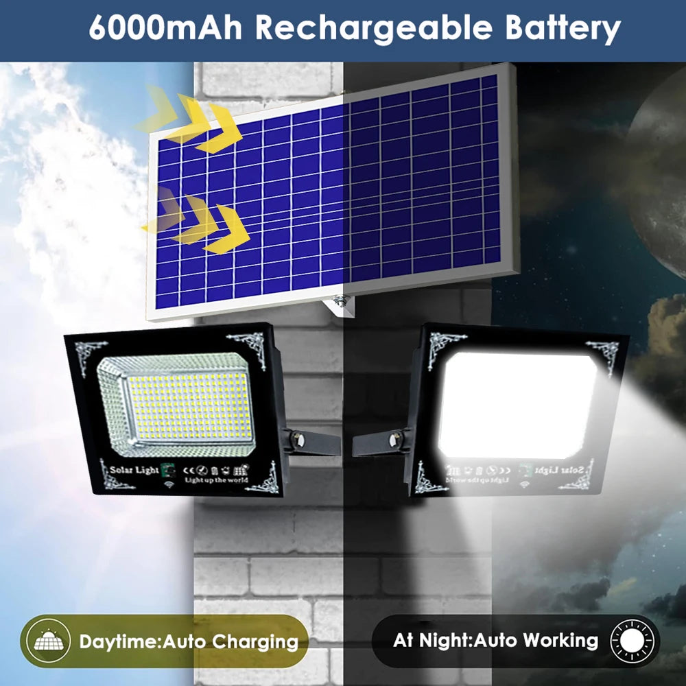 500W Led Solar Light High Bright 2 Head Flood Light Waterproof Outdoor Garden Wall Light with Aluminum Solar Panel For Garden