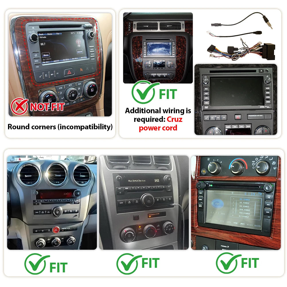 7inch Android 13 Car Touch Stereo Radio 2+32G GPS Navigation Head For Chevy Silverado Suburban Equinox Traverse Colorado GMC Sierra Terrain 2007-2018 Support Wireless Carplay Bluetooth FM WiFi Mirror Link Split Steering Wheel