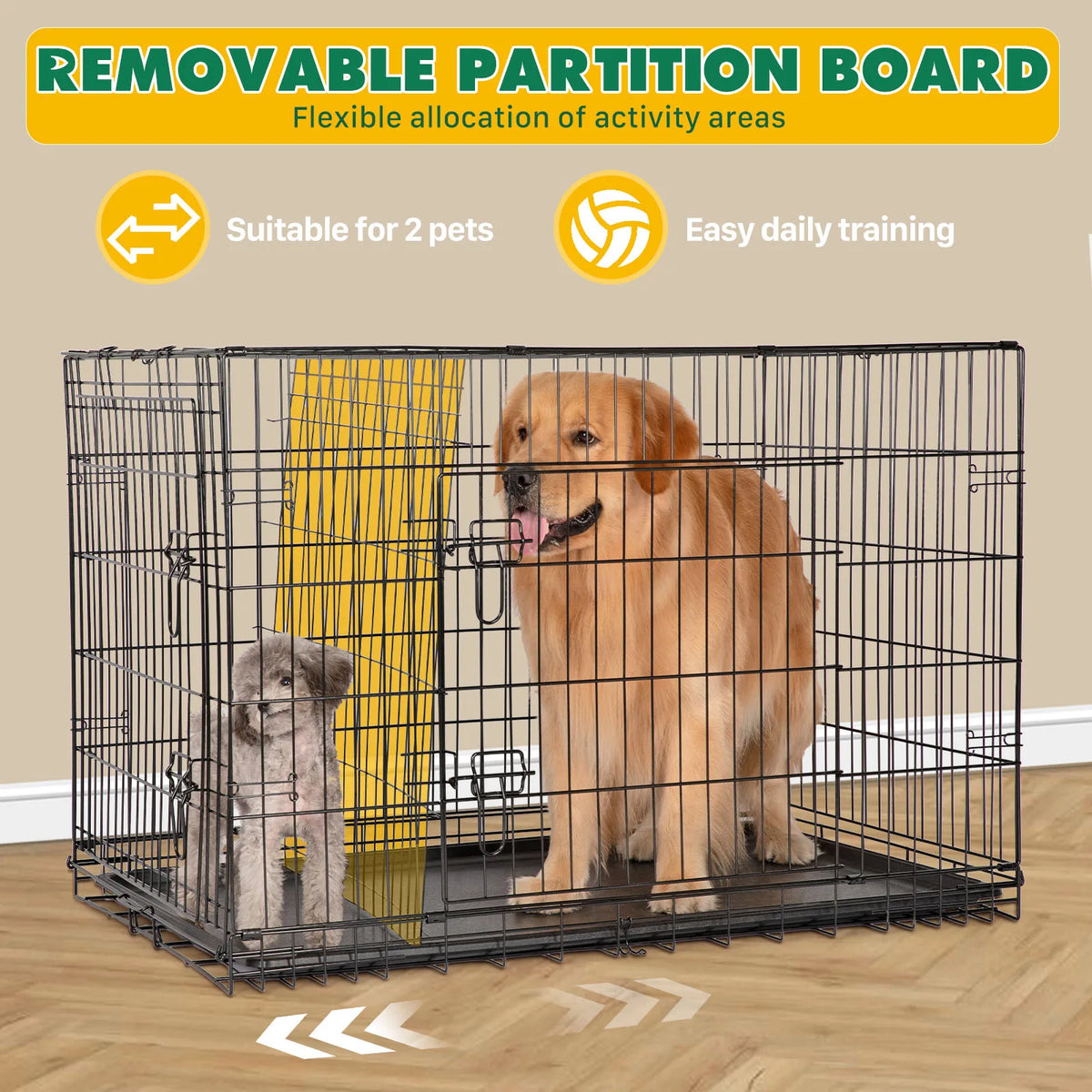 JHK Folding Metal Wire Dog Kennel With Leak Proof Tray
