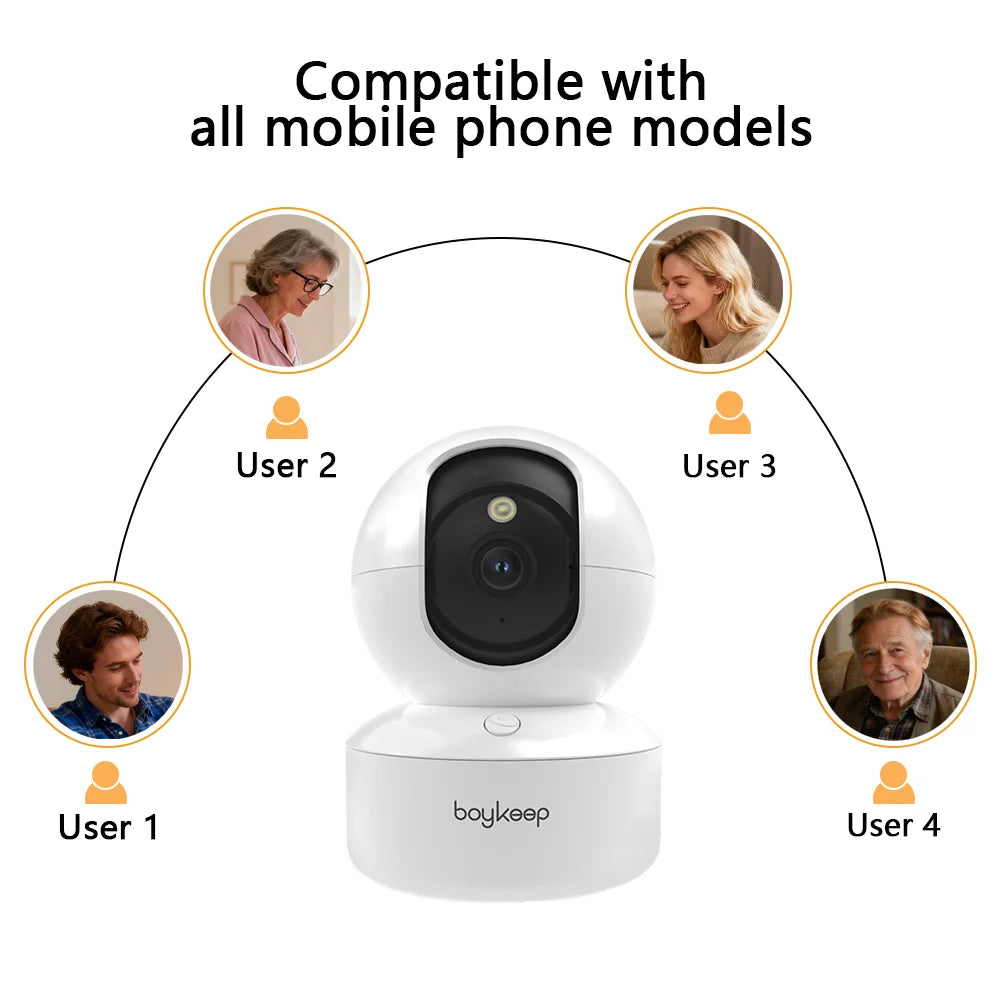 BoyKeep 2K Smart WiFi Security Camera Dual Band 5G/2.4GHz Indoor Surveillance Camera, 360° PTZ, IR Night Vision, Two-Way Audio