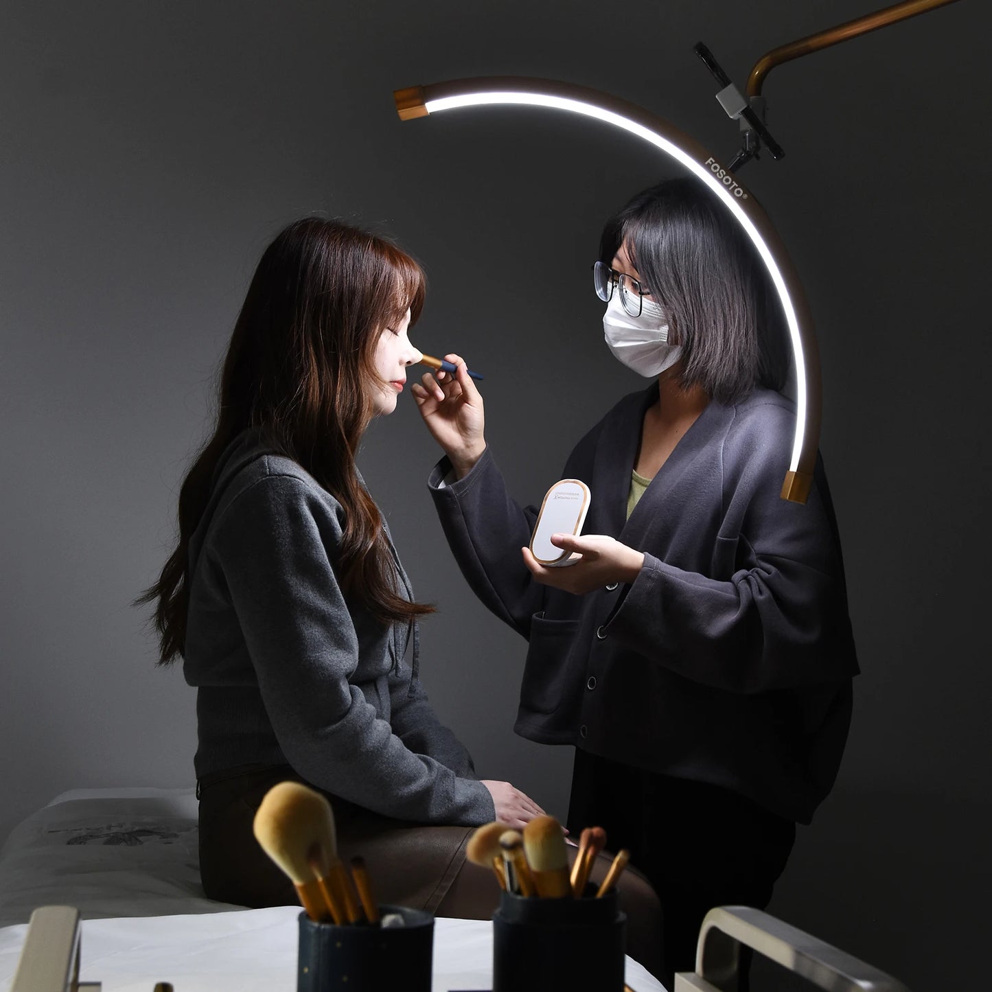 Fosoto Multi-directional Professional Half-Moon Light LED Lash Light  Ring Light For Makeup Beauty Salon Eyebrow Tattoo Haircuts