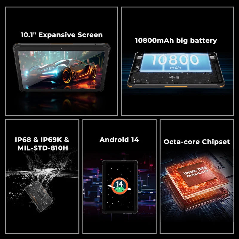 HOTWAV R8 Rugged Android Tablet With IP68 And IP69K Protection