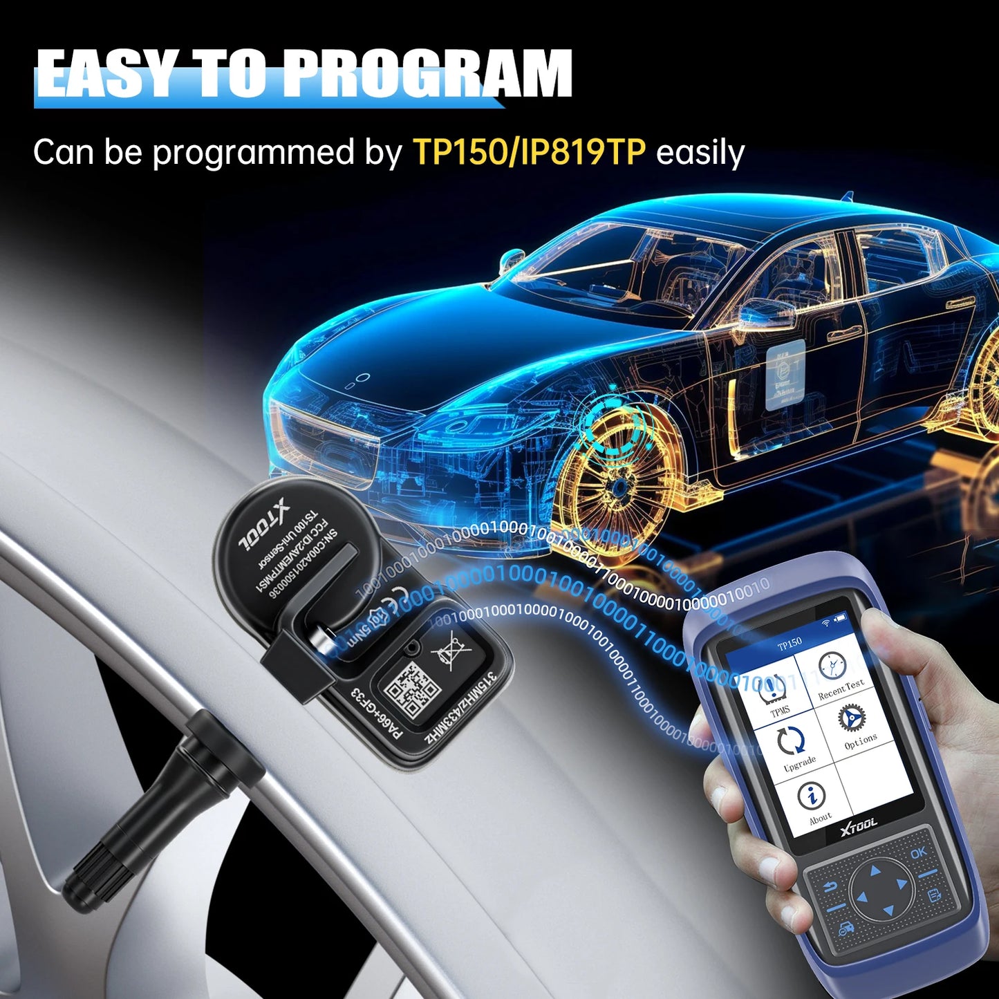XTOOL TS100PRO Sensor Rubber Version 433MHz 315MHz Tire Repair Tool TPMS Scanner Pressure Monitor Tester Work on TP150 IP819TP