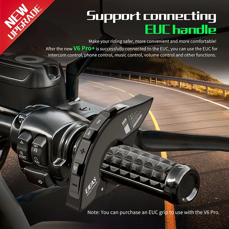 EJEAS V6 Pro Motorcycle Intercom 6 Rider Bluetooth Headset