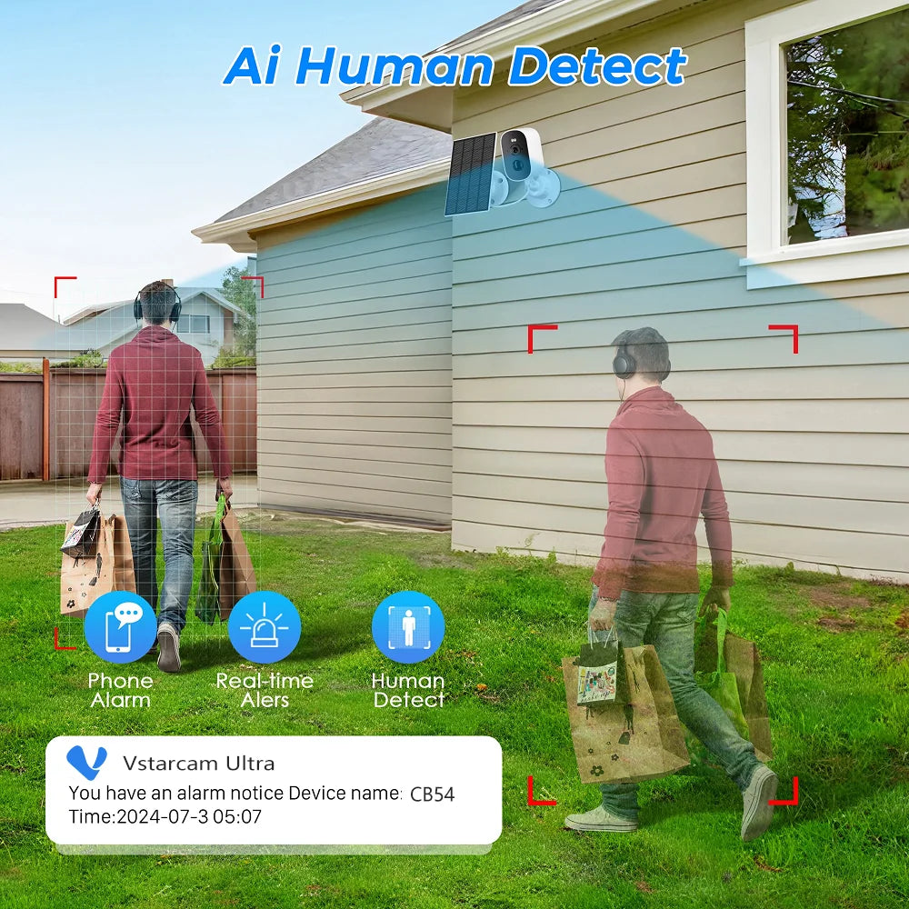 Vstarcam 4K WiFi Solar Security Battery Camera 5MP Wireless Outdoor Battery Powered Cameras Color Night Vision PIR Human Motion Cam
