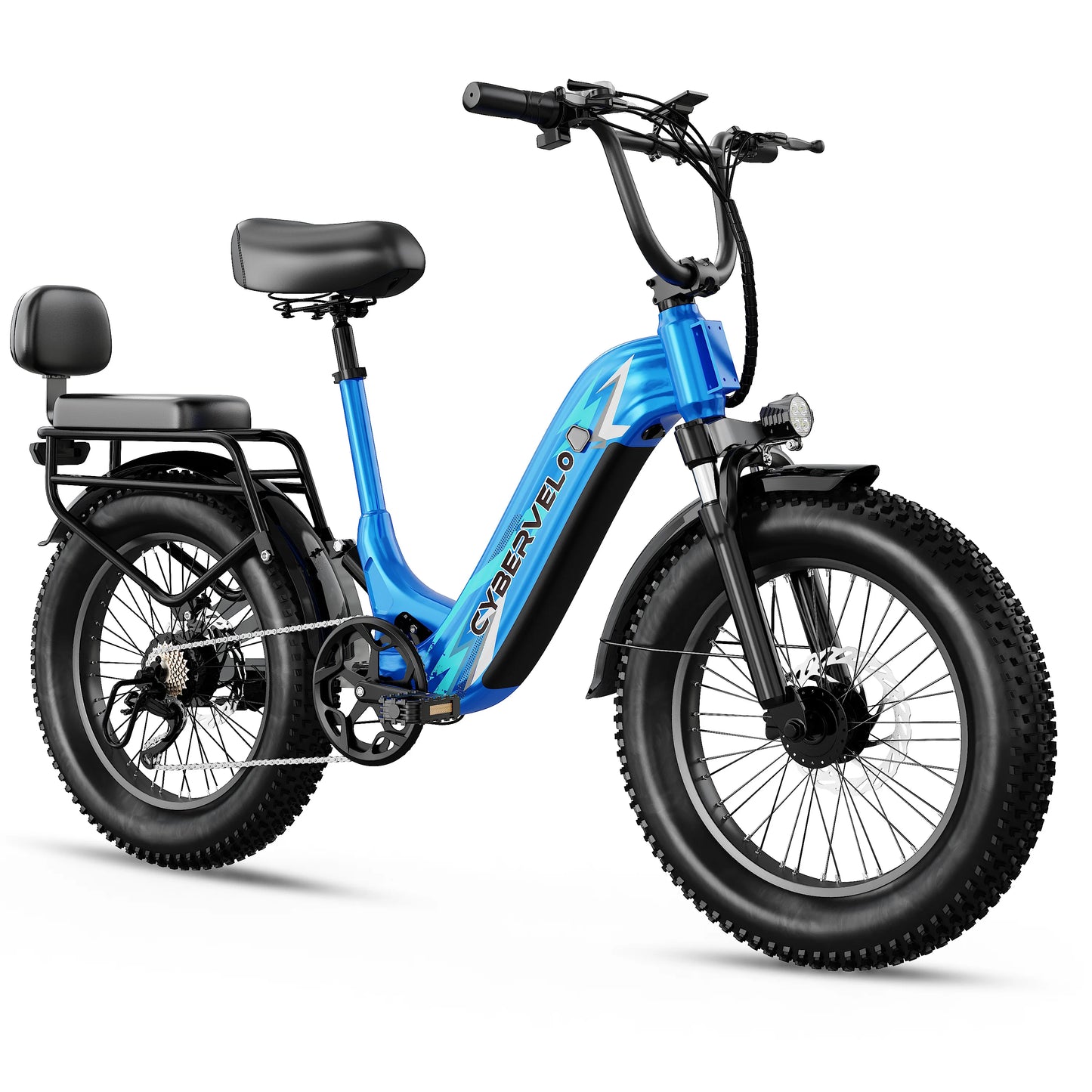 Cybervelo 20" Step-Thru Commuter, 1500W Peak 20ah Battery 80 Miles Long Range E-bike, 7-Speed Shift Adult Electric Bike EK12
