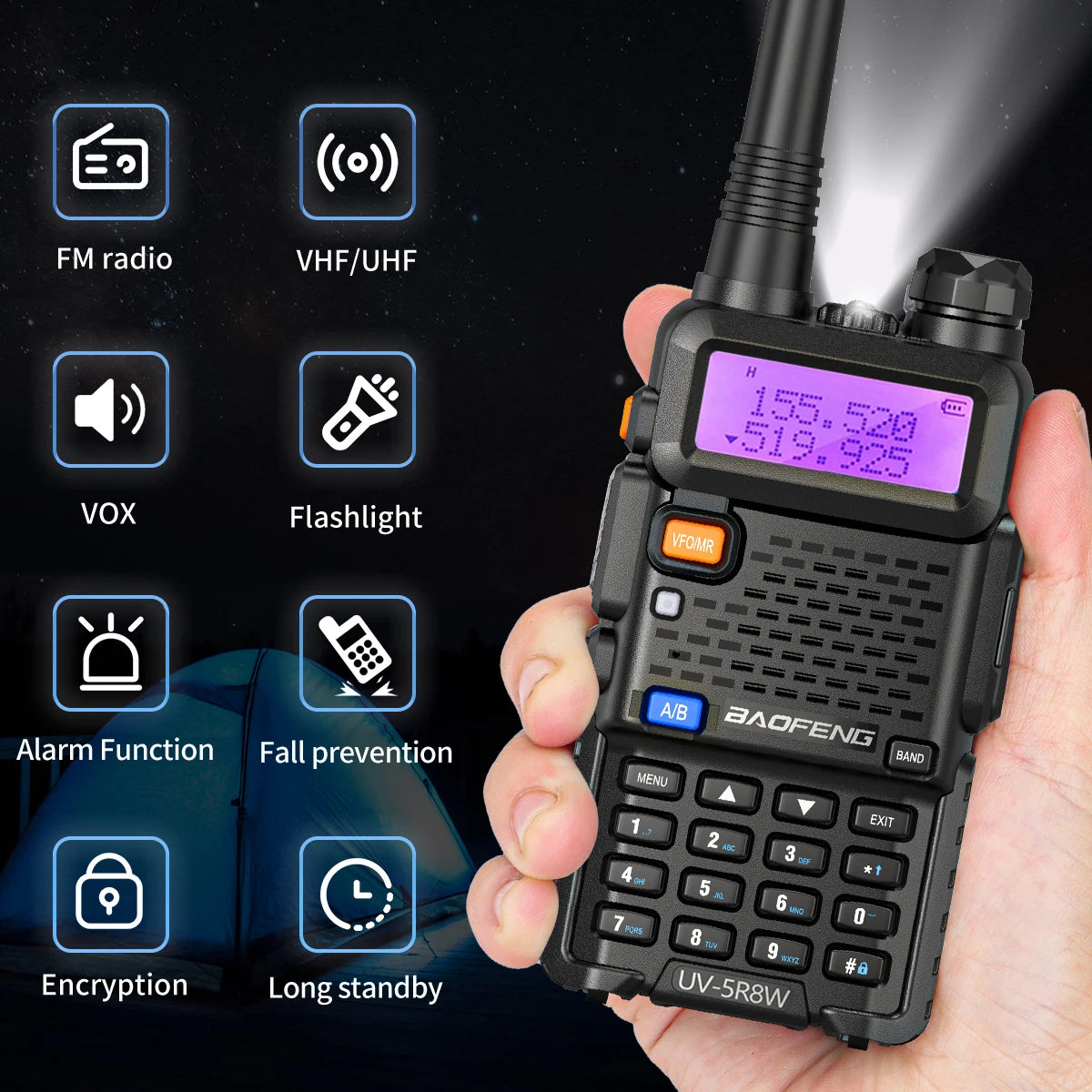 Baofeng UV-5R Dual Band VHF UHF Portable Two-Way Radio Transceiver