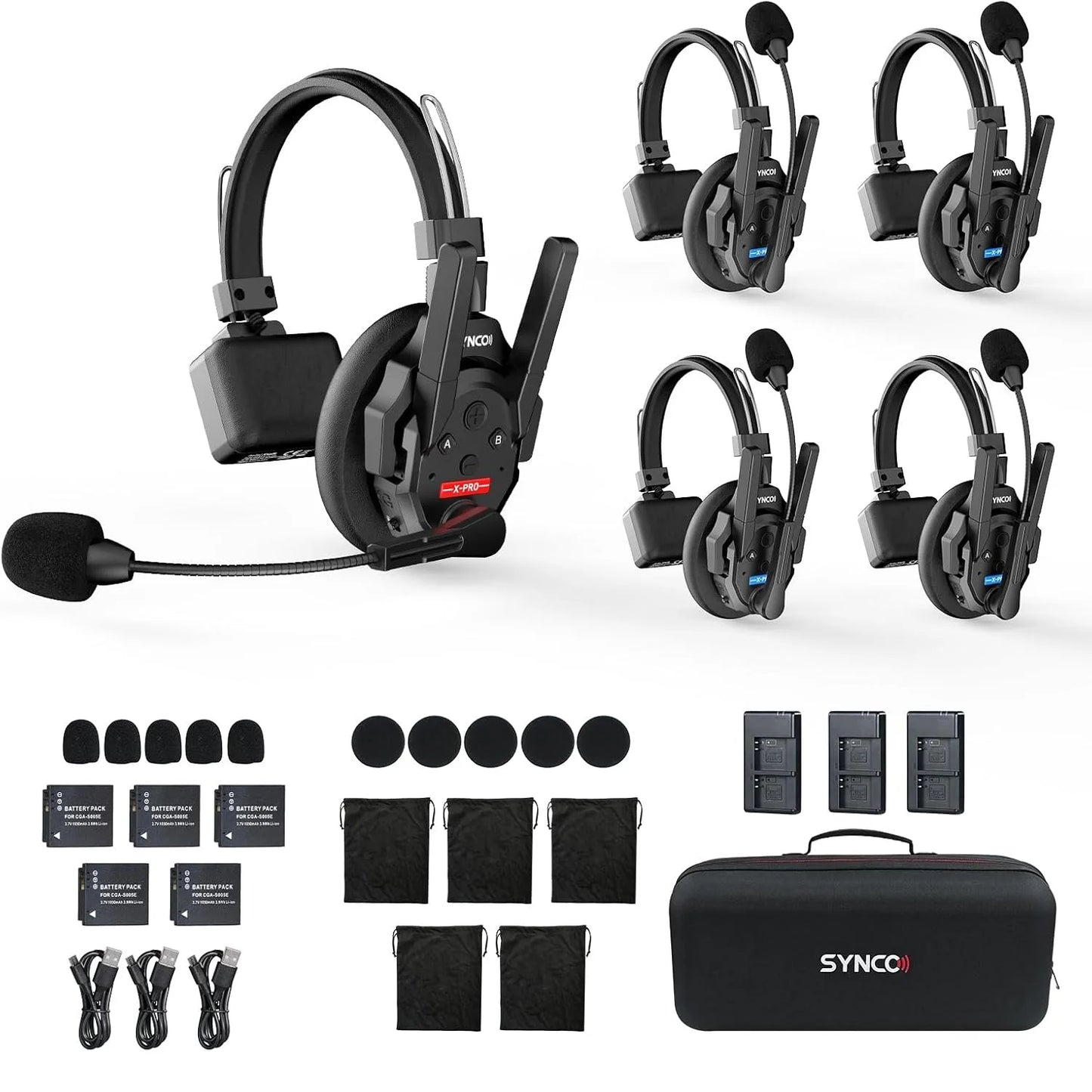 SYNCO XTALK XPRO 2.4G Wireless Intercom Headset 500m 5-Person Communication Noise Reduction for Live Broadcast & Video Shooting