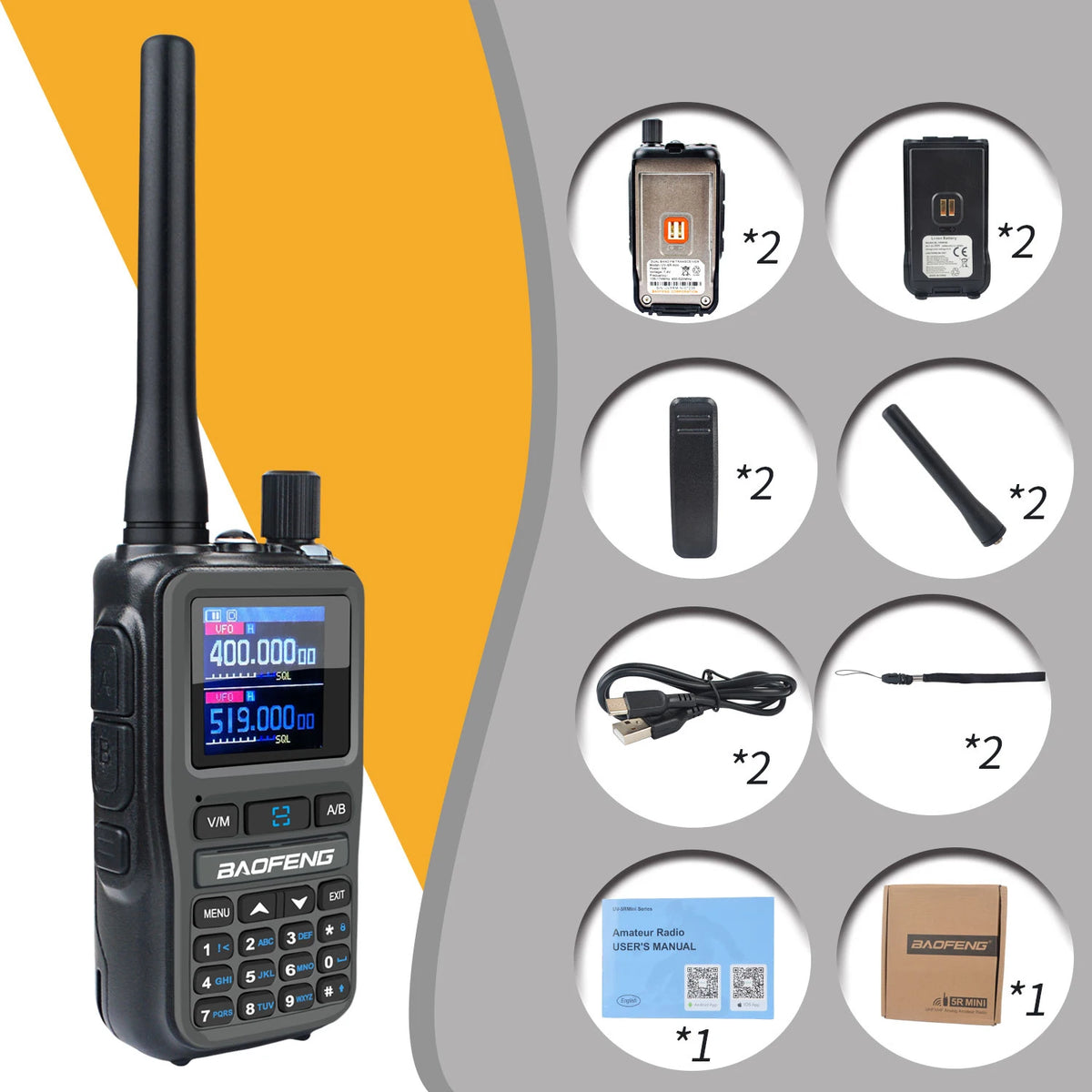 Baofeng UV-5R Dual Band Two-Way Radio With Type-C Charging