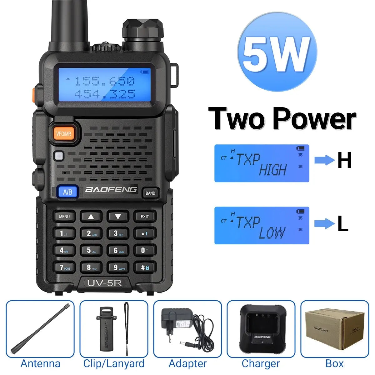 Baofeng UV-5R Dual Band VHF UHF Portable Two-Way Radio Transceiver