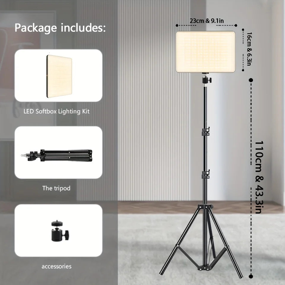 11in LED Video Fill Lamp Light Vloging Photo Studio LED Panel  With  Triopd Stand For Live Stream Makeup Meeting Group