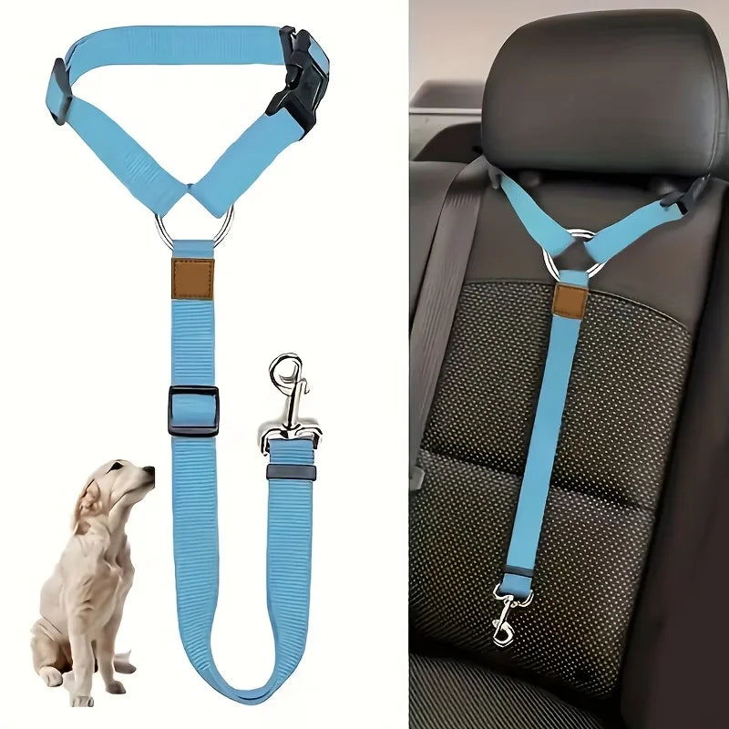Adjustable Dog Car Harness with Seat Belt, Pet Safety Vest for Car Travel, Padded Comfortable Dog Seat Belt Restraint with Metal Buckle for Small Medium Large Dogs