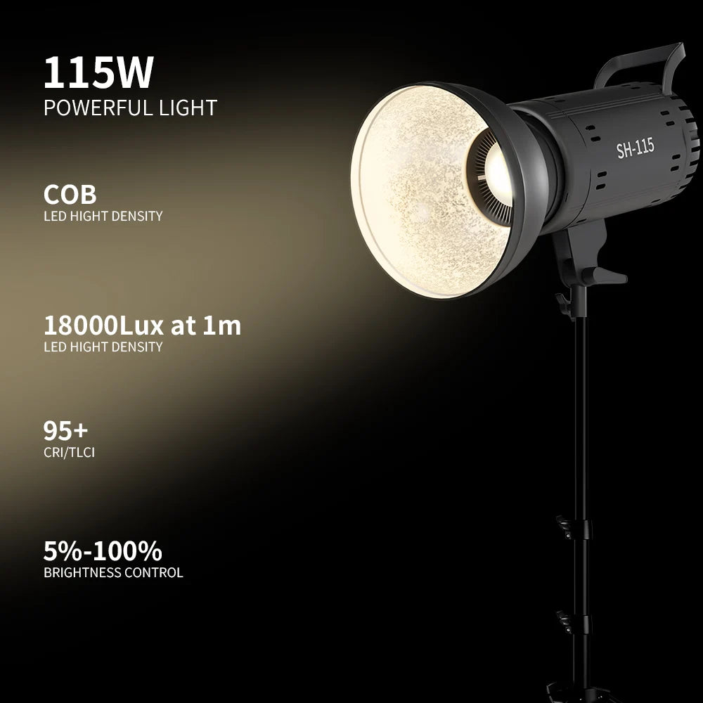SH 115W LED Video Light With Bowens Mount Studio Lamp