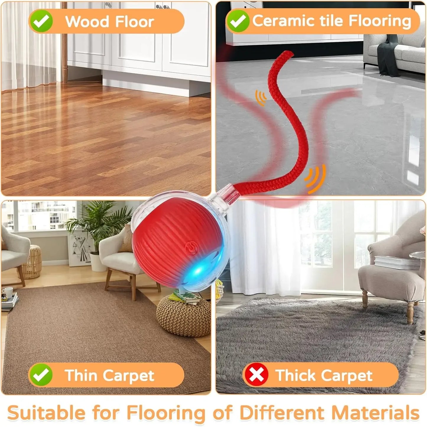 Cat Interactive Ball Toy Automatic Rolling Ball Faux Tail Rechargeable Smart Pet Electric Toy Pet Training Imitate Mouse
