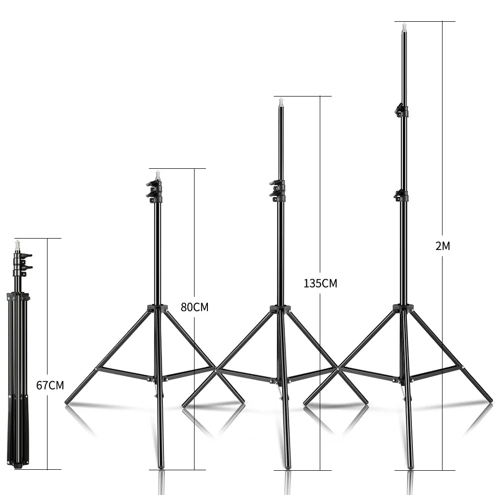 Bowens Video Studio Kit 90/135W 220V Photography Light Dimmable Kit LED Lamp 2m Tripod Flash Studio Lighting 3000-6000K 3 Color