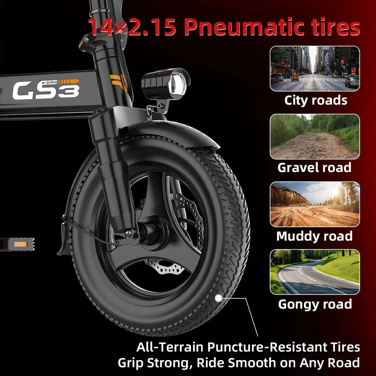 UPlee 14 Inch Electric Bike for Adults 500W Brushless Motor 48V 15AH Portable Battery 20MPH 30 Miles Long Range Lightweight