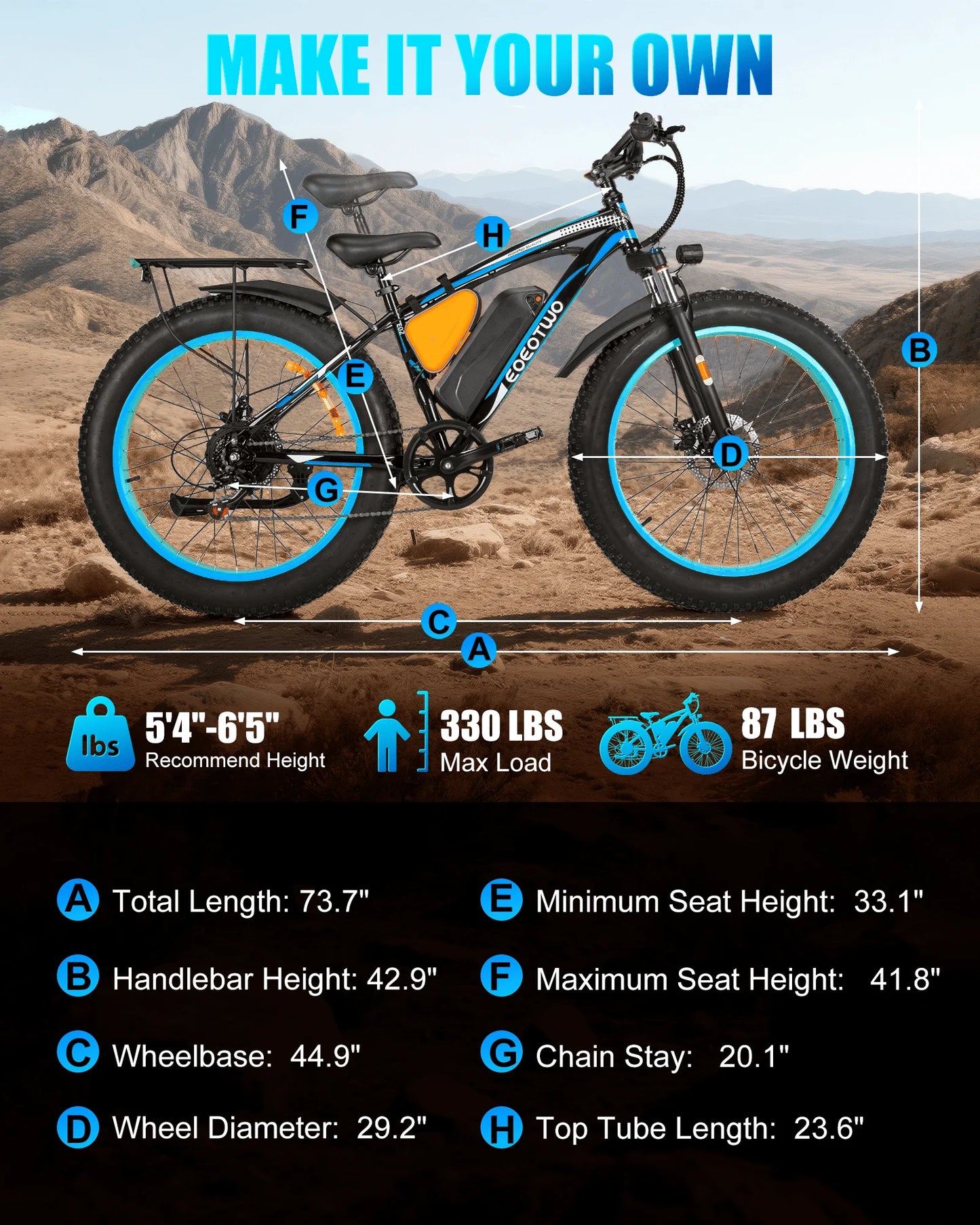 26" Fat Tire Electric Bike for Adults 48V 20Ah Battery 1000W Motor (Peak 1500W)  25-30MPH Fast Mountain Ebike Snow Beach Bicycle