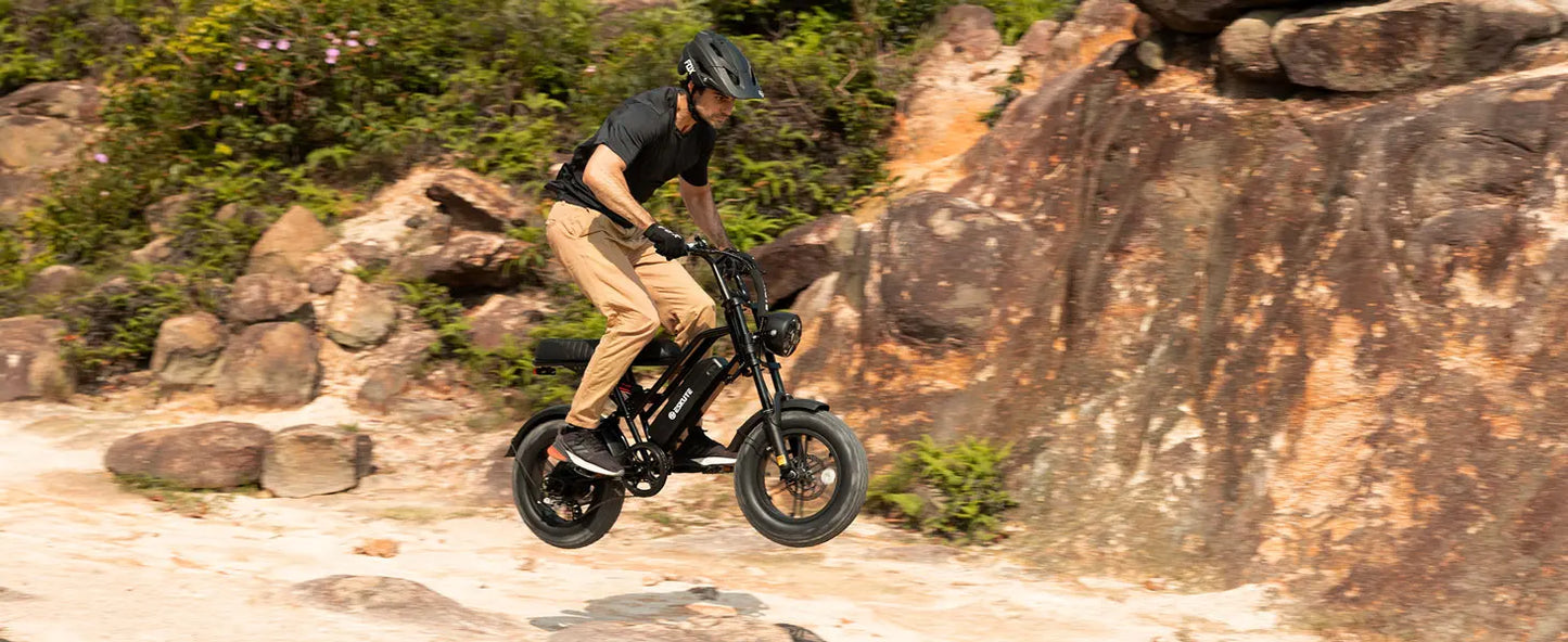 Eskute V100 Electric Dirt Bike, 1500W Peak 28MPH 48V13Ah Battery Motorcycle, All Terrain Dual Suspension E Bike 28MPH Top Speed, Ebike Up to 60 Miles Range, 16"x4" Fat Tire,  7-Speed，UL2849
