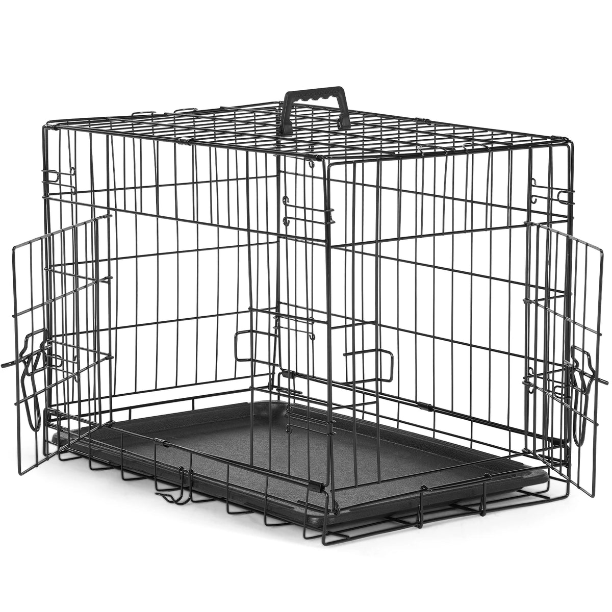 JHK Folding Metal Wire Dog Kennel With Leak Proof Tray