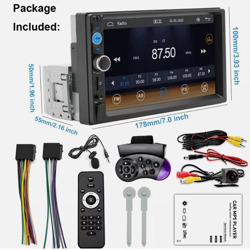 New Quality 7inch Single 1Din Touchscreen Car Stereo Radio With Handle Remote Control Camera For Apple/Android CarPlay Bluetooth