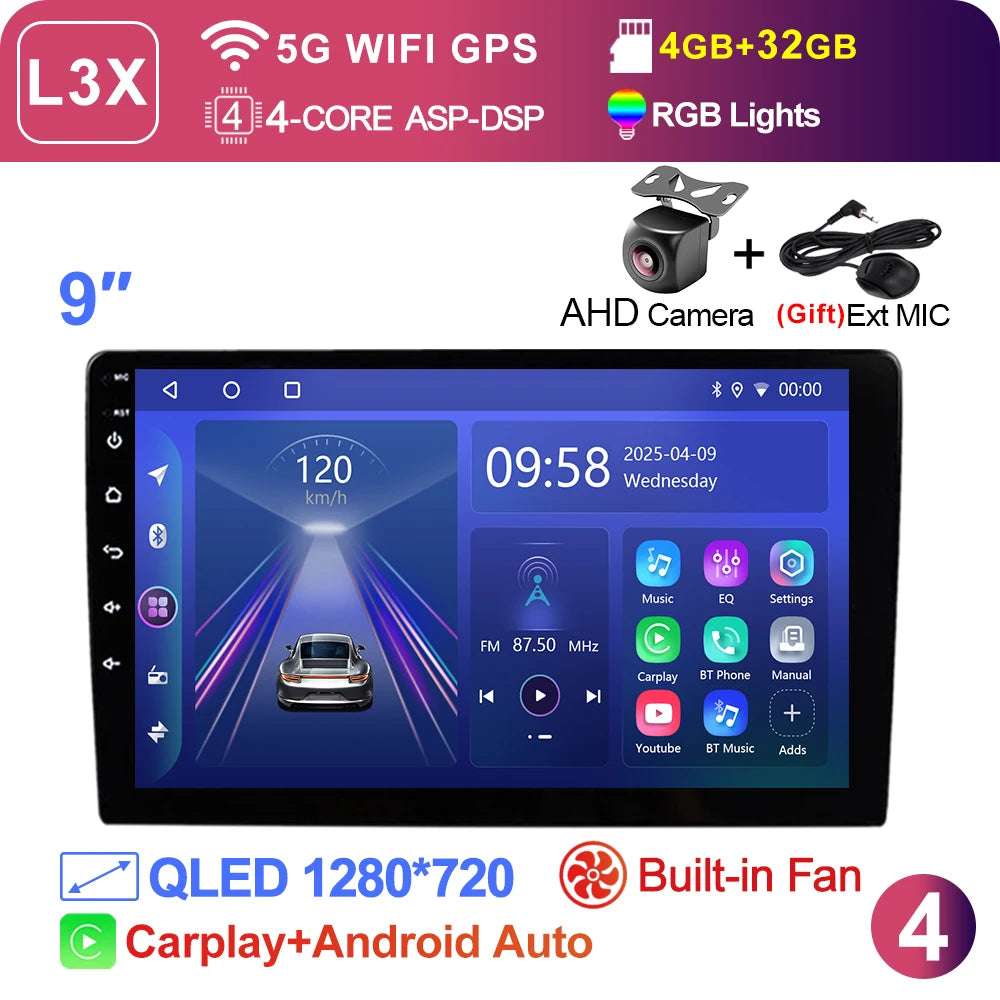 LEHX L3X 5G WIFI 2din 9 inch Android 15 Car Radio Steeo CarPlay gps for Toyota VW Hyundai Kia Honda LADA FIAT Autoradio Headunit