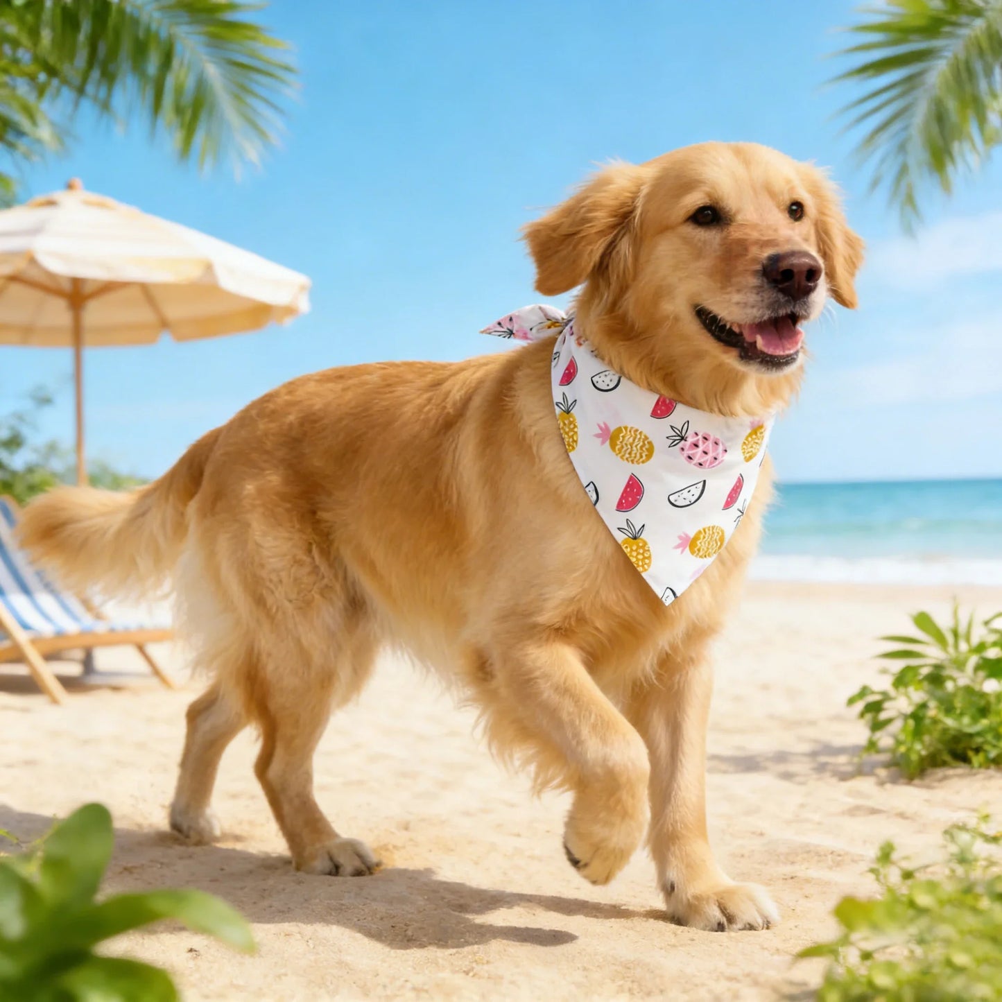 Adjustable Fruit Floral Dog Bandana Soft Washable Scarf