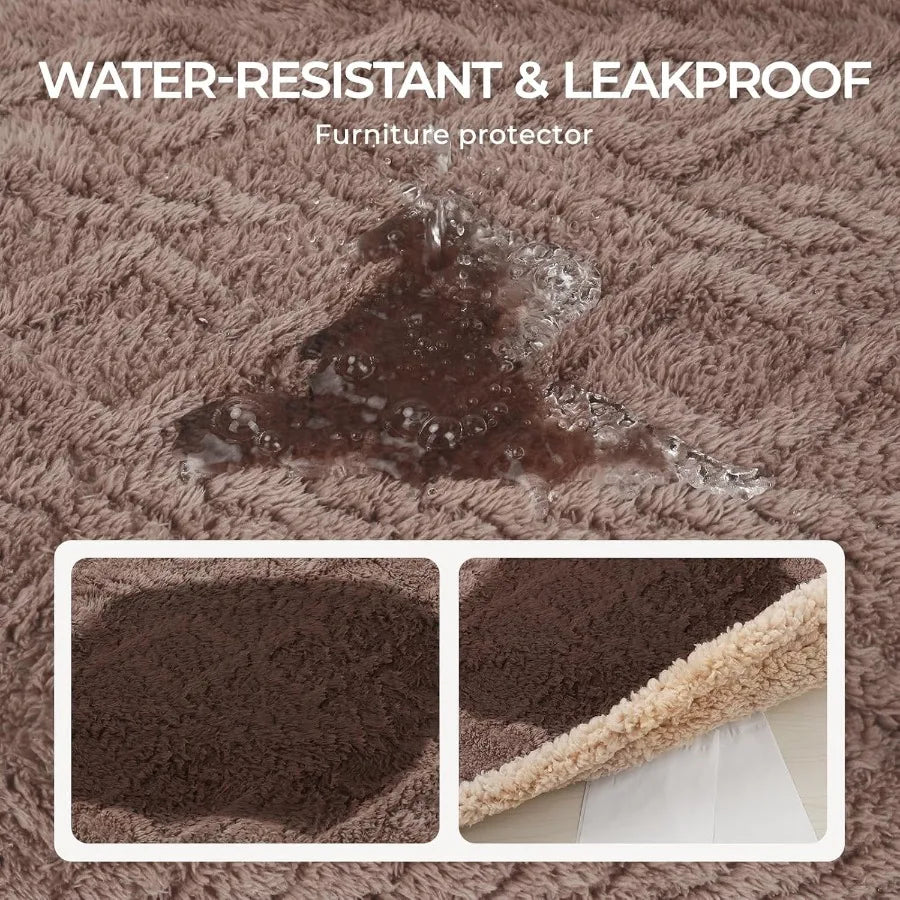 Waterproof Pet Blanket, Liquid Pee Proof Dog Blankets for Sofa Bed Couch, Reversible Sherpa Fleece Furniture Protector Cover fo
