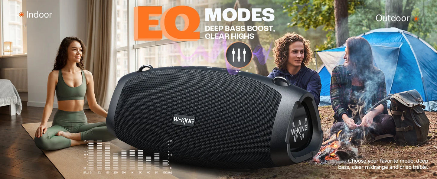 W-KING X10 Bluetooth Speaker, 120W Max Portable Loud Speakers Wireless Bluetooth Boombox, 70W IPX6 Waterproof Outdoor Party Large Big Speaker, Triple Passive Radiator/Subwoofers*2-Deep Bass/42H/TF/AUX/EQ