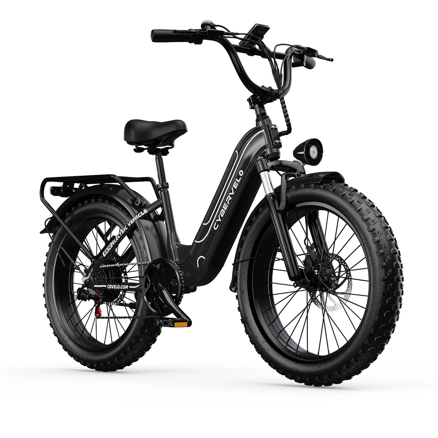 Cybervelo 26" Step-Thru Commuter, 1000W Peak 48V 25Ah Detachable Battery, Long Range 7-Speed Shift Electric Bike for Adult EK7