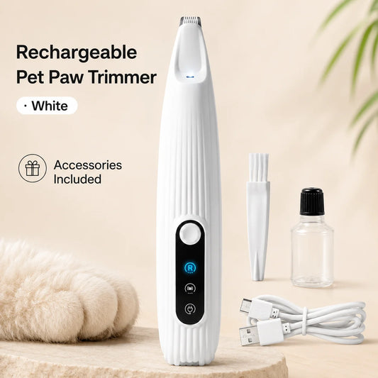 1Pc USB Rechargeable Pet Paw Trimmer with LED Light, Low Noise Dog Cat Hair Clipper for Paws, Face, Ears & Detail Grooming