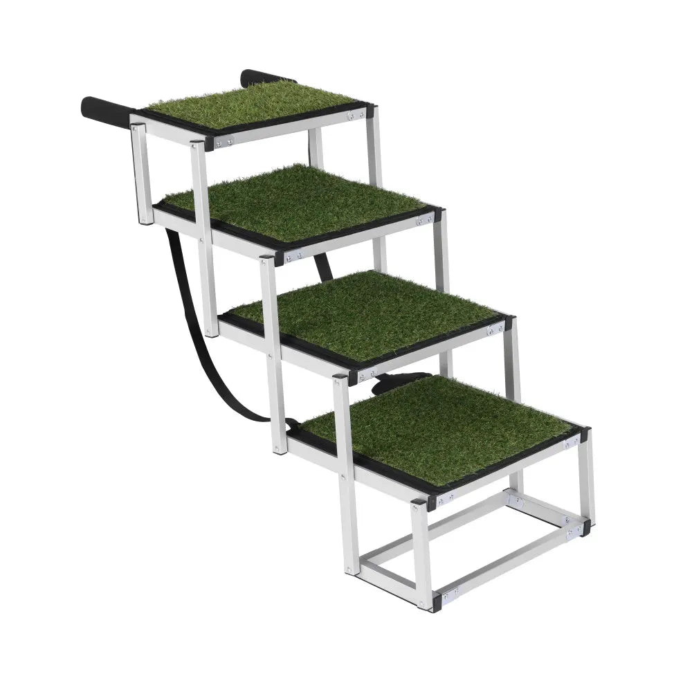 Lightweight Sturdy Foldable Dog Ramp Reinforced Non-Slip Pet Dog Stairs 250lbs Heavy Duty Load Capacity Portable Pet Access Ladder for Cars SUVs Trucks Outdoor Use