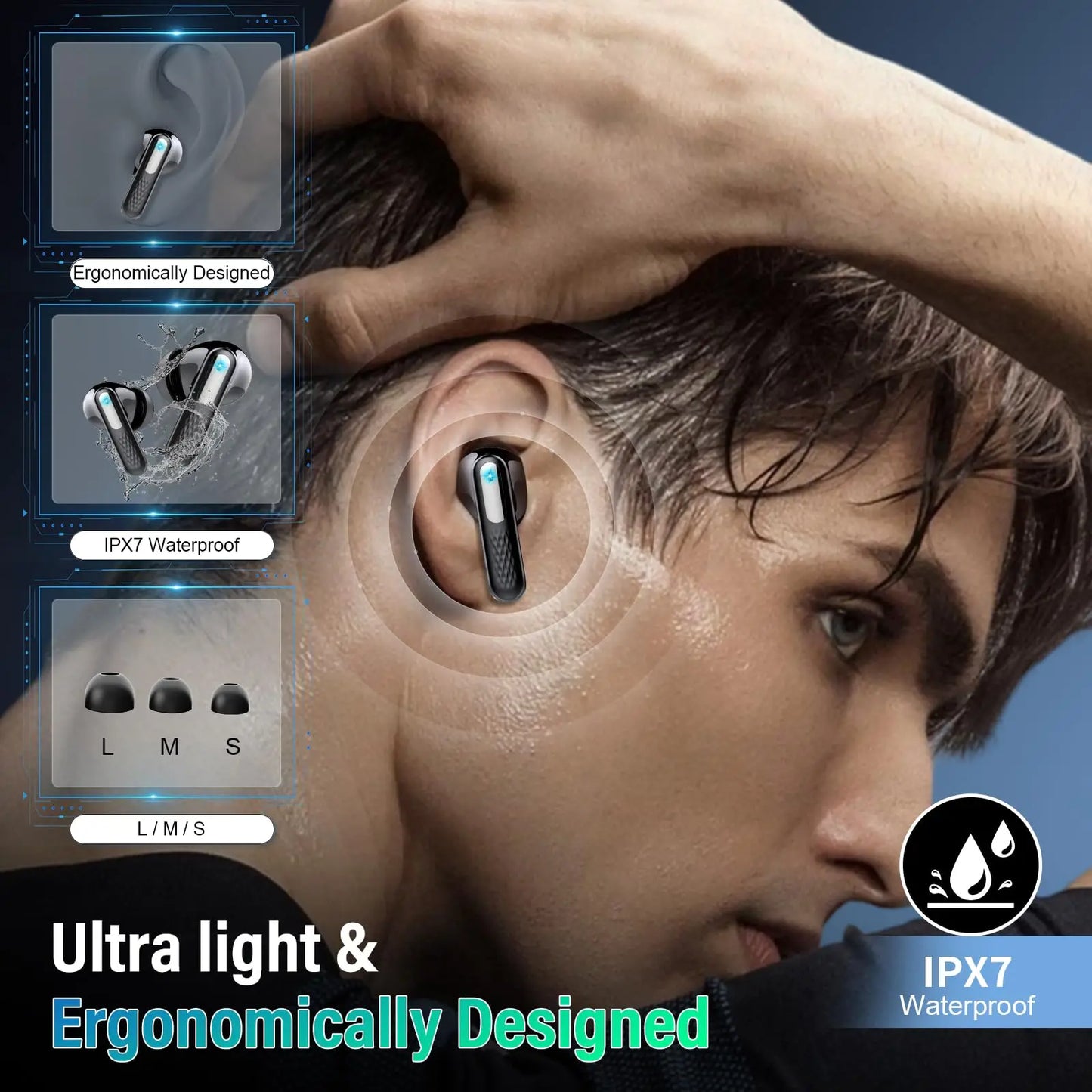 2026 Touch Screen Wireless Earbuds Bluetooth 5.4 ANC ENC Noise Cancelling 48H Battery HiFi Stereo 5 EQ Modes IPX7 Waterproof Earphones with Smart Display Case.
