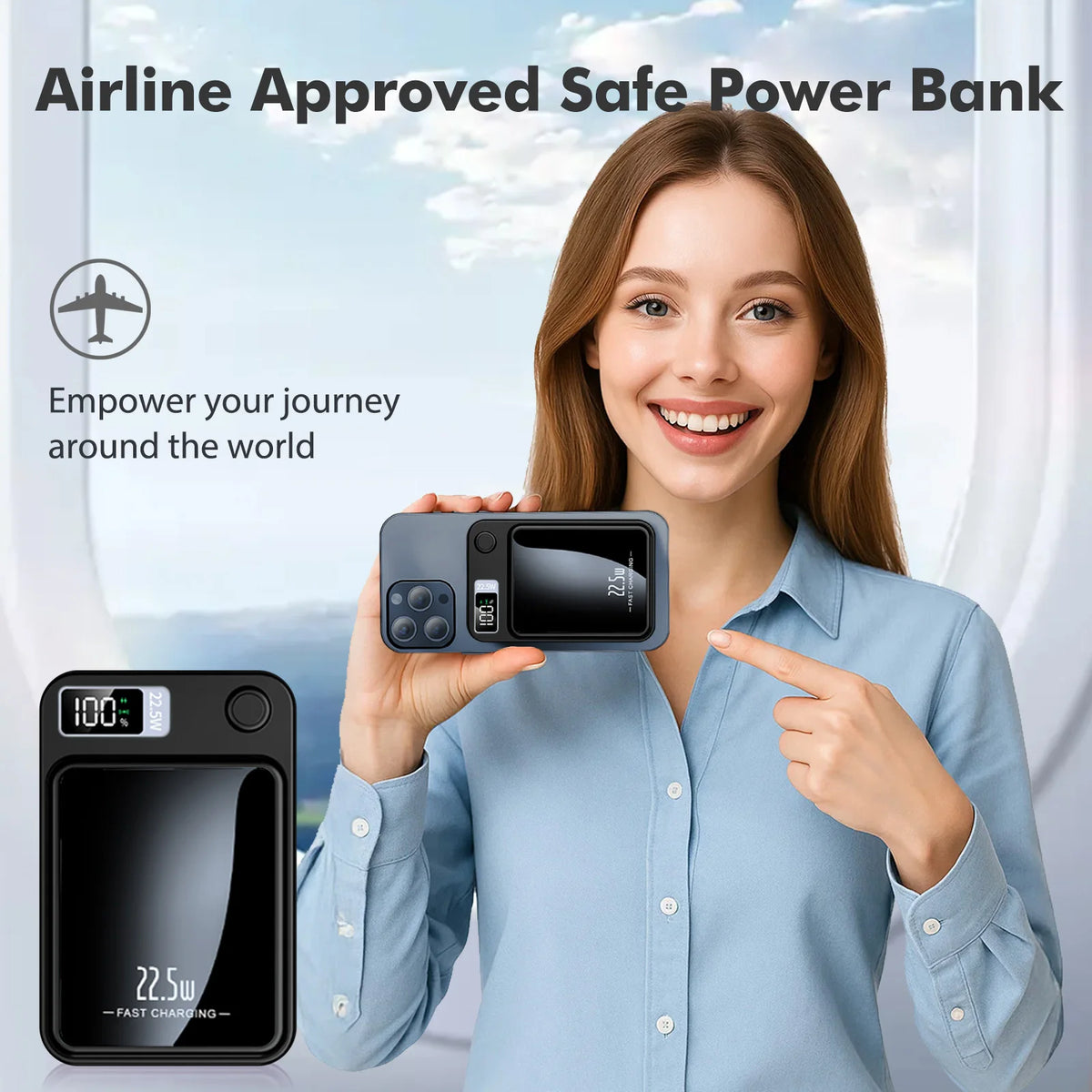 Magnetic Wireless Power Bank With Fast Charging And LED Display