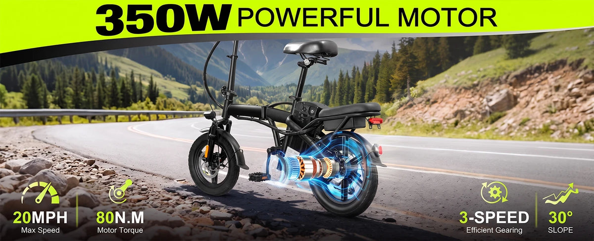 HEZZO T5 Folding Electric Bike For Adults 750W Peak Motor