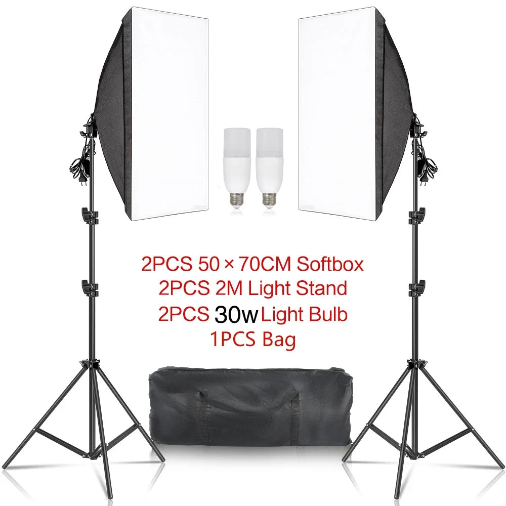 SH Professional Continuous LED Lighting Softbox Kit For Photo Studio