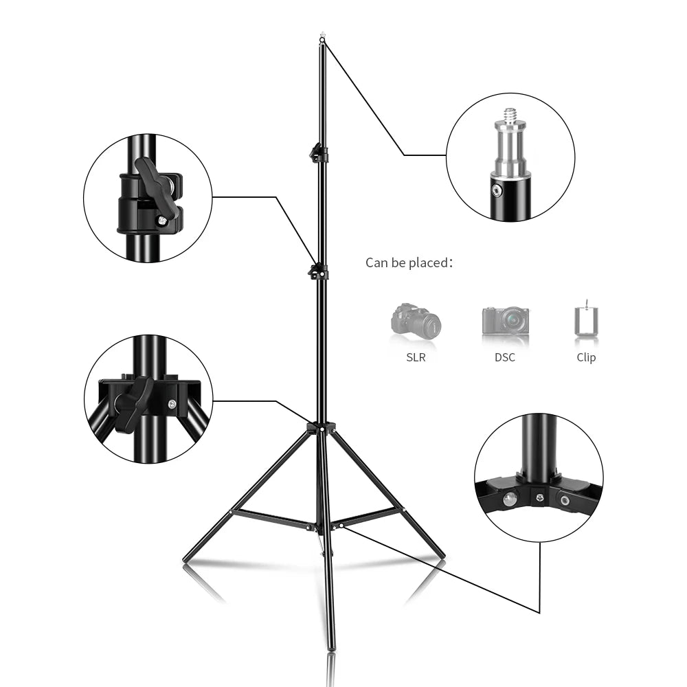 Bowens Video Studio Kit 90/135W 220V Photography Light Dimmable Kit LED Lamp 2m Tripod Flash Studio Lighting 3000-6000K 3 Color