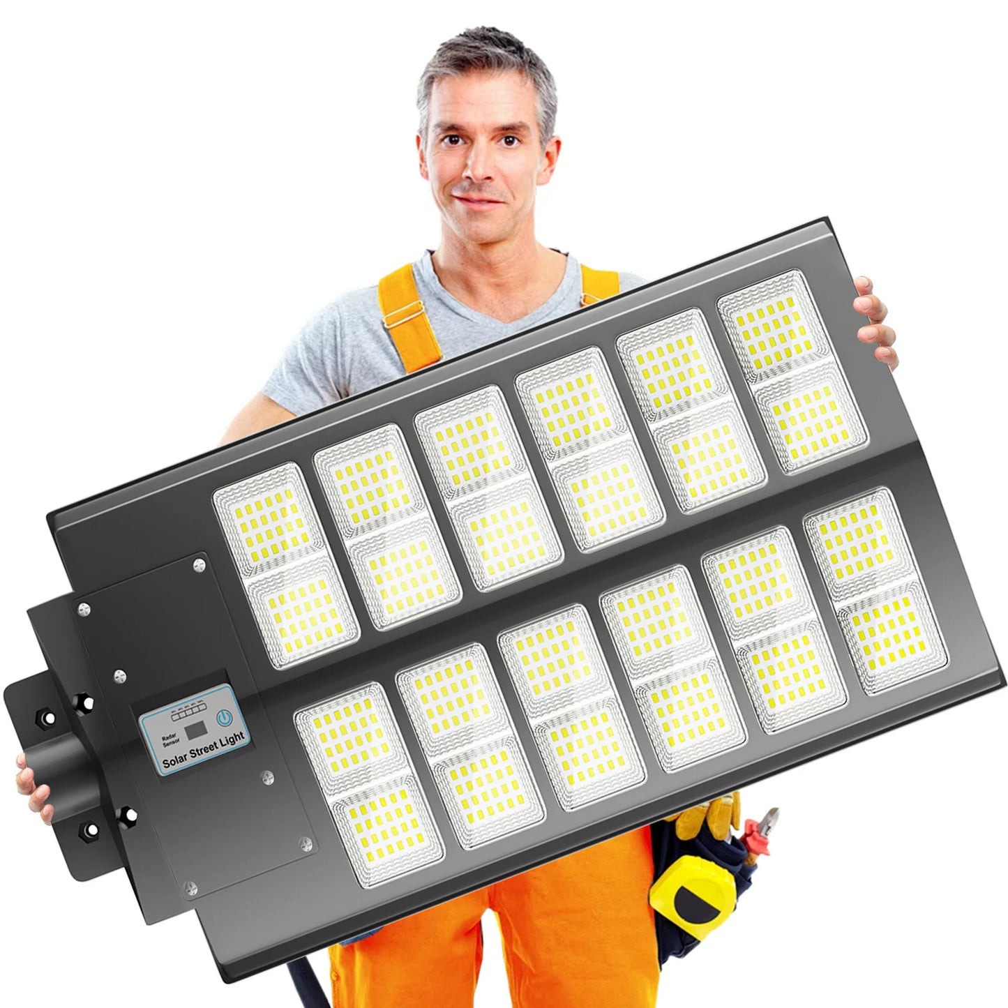 1-Pack 6000W Solar LED Flood Light, Solar Street Light with Motion Sensor & Remote Control, Dusk-to-Dawn Auto On/Off, 3 Brightness Modes, IP65 Waterproof, Easy Installation, Ideal for Yard, Patio, Basketball Court, Parking Lo