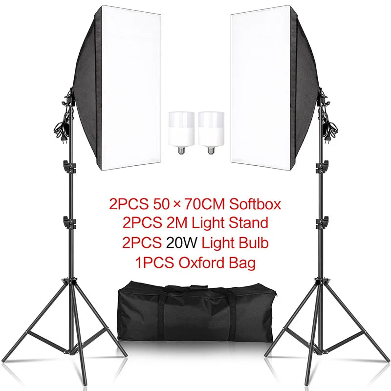 SH Professional Continuous LED Lighting Softbox Kit For Photo Studio