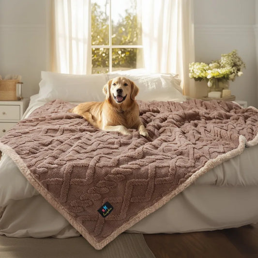 Waterproof Pet Blanket, Liquid Pee Proof Dog Blankets for Sofa Bed Couch, Reversible Sherpa Fleece Furniture Protector Cover fo