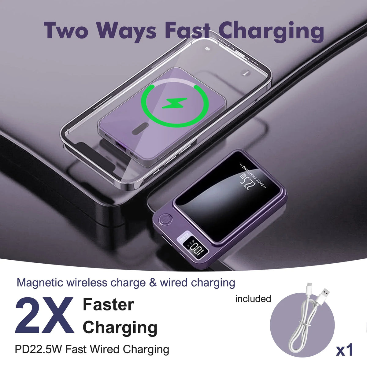 Magnetic Wireless Power Bank With Fast Charging And LED Display